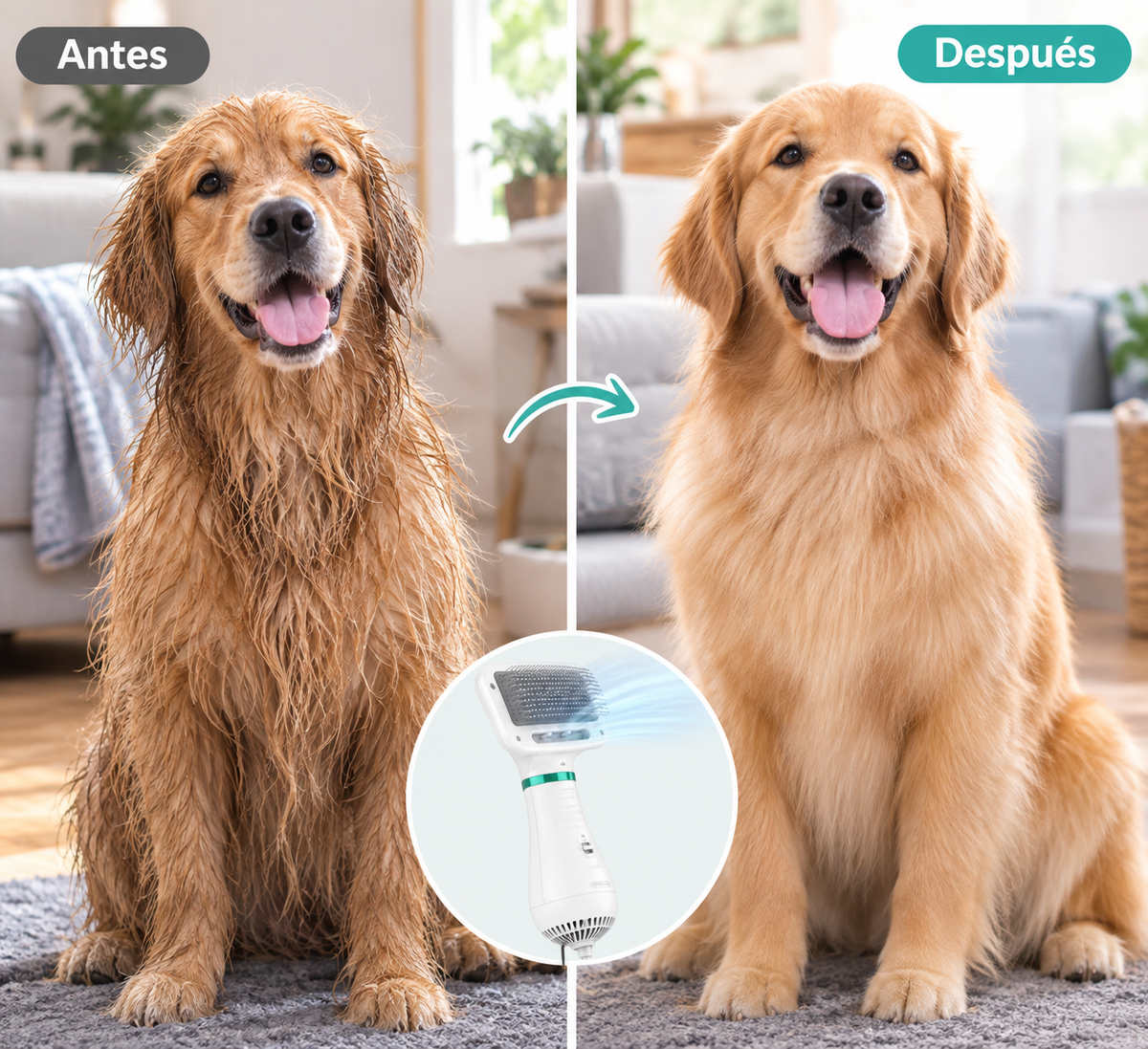 Cepillo Secador 2 en 1 para Mascotas