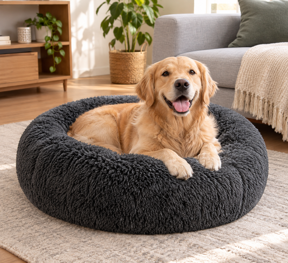 Cama Redonda Antiestrés para Perros y Gatos